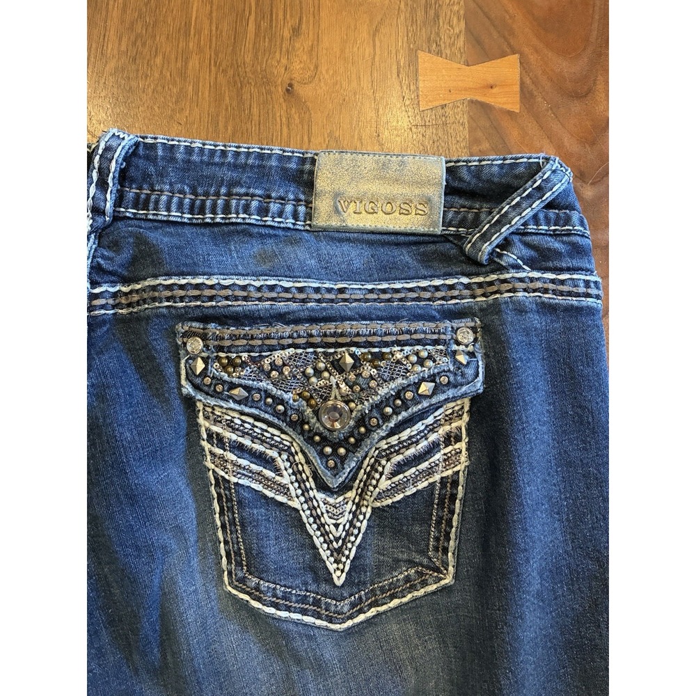 vigoss women's Plus bootcut jeans size 24 33 Length Rhinestone Embroidered